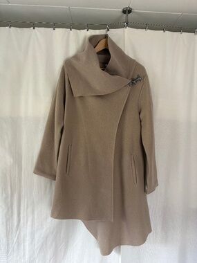 Garnet Hill boiled wool asymmetrical coat, size 12.